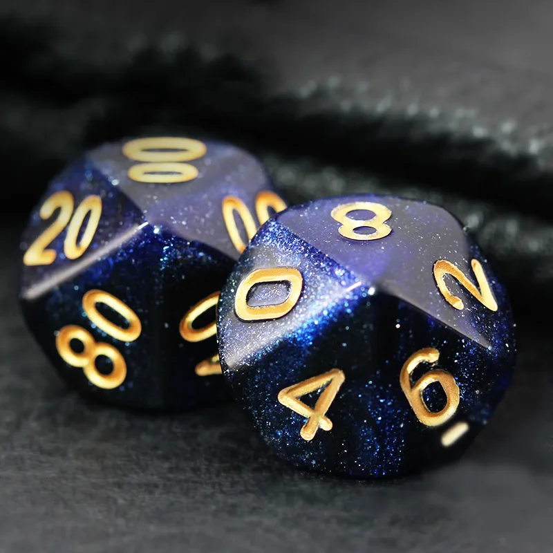 Black And Blue Starry Sky Dice Set - Image 2