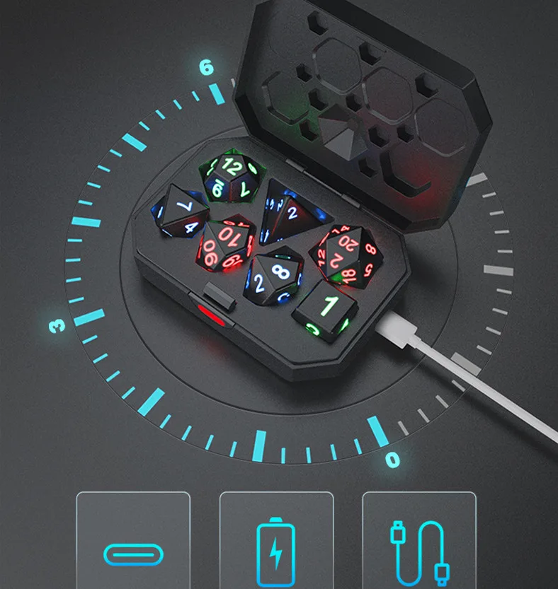 Rechargeable Glowing Dice Set - Image 6